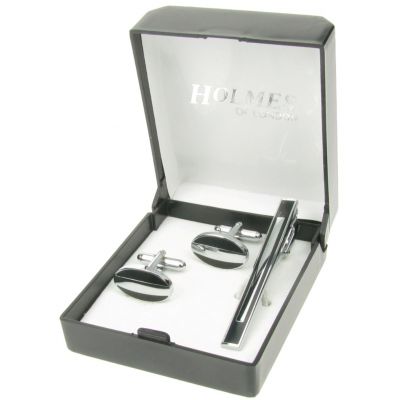 SILVER SHIRT CUFFLINKS TIE PIN CLIP MENS WEDDING XMAS GIFT FREE BOX NEW UK SL14