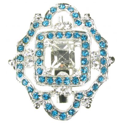 SILVER BLUE BROOCH DIAMANTE BROACH VINTAGE SHOE CAKE TOPPER PIN BRIDAL NEW UK