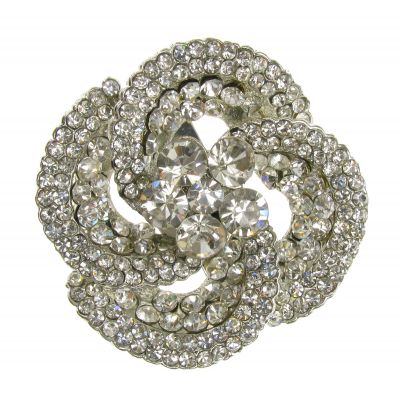 SILVER BROOCH DIAMANTE VINTAGE FLOWER SHOE PIN BRIDAL CAKE DECORATION  NEW  UK