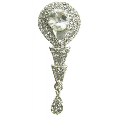 SILVER VINTAGE BROOCH DIAMANTE FLOWER SHOE PIN BRIDAL CAKE DECORATION  NEW  UK