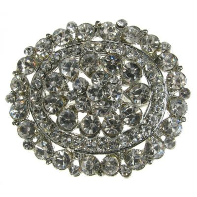 SILVER DIAMANTE BROOCH BRIDAL BOUQUET CAKE DECORATION SHOE PIN BROACH - NEW - UK