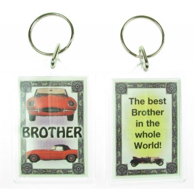 NOVELTY FAMILY NAME BROTHER KEYRING PRINTED BOTH SIDES, UK,  NEW